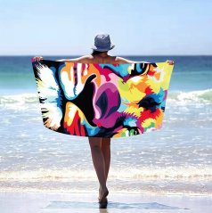 Prosop de plajă cu leu colorat