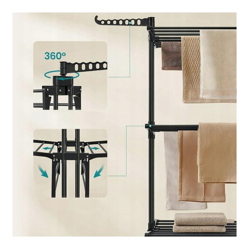 Wäschetrockner mit mehreren Etagen - schwarz