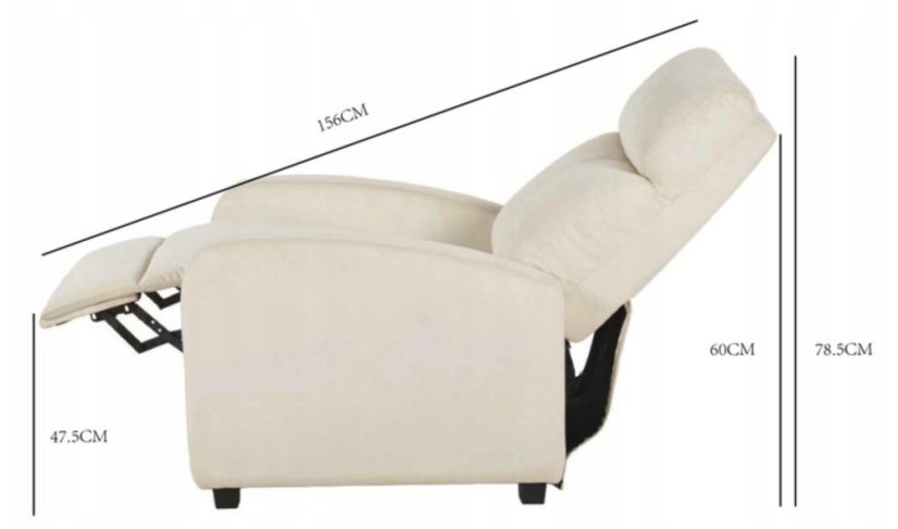 Bež žametni naslanjajoči fotelj