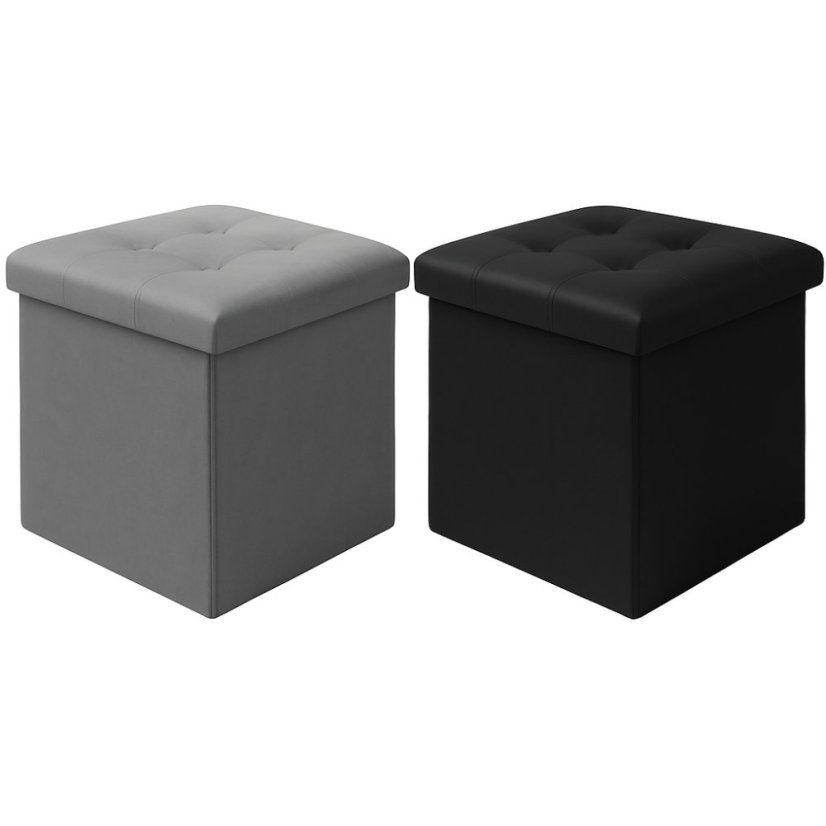 Skladací taburet z ekokože s úložným priestorom 39 L