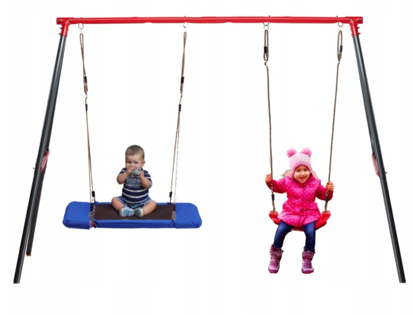 Dvojitá zahradní houpačka s hnízdem 290 x 180 x 200 cm