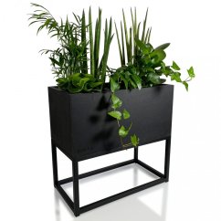 Черна матова метална саксия LOFT FIORINO 42X22X40 см