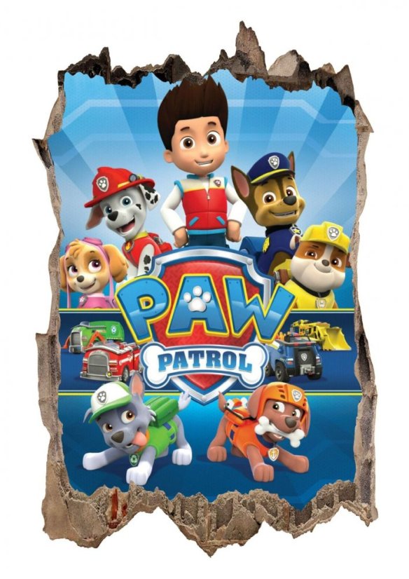 Dekorační nálepka na zeď Paw Patrol 3D 47x73cm