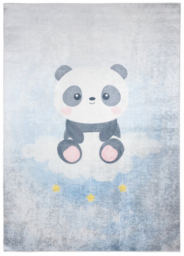 Kinderteppich mit einem niedlichen Panda auf einer Wolke