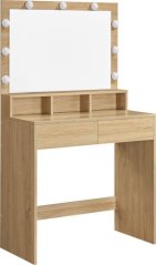 Veľký toaletný stolík s LED osvetlením a zrkadlom – dub sonoma