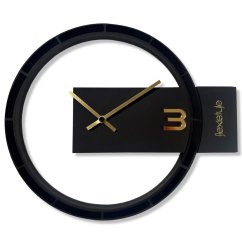 BLACK & GOLD ASYMMETRY, dizajnerski zidni sat od 30 cm