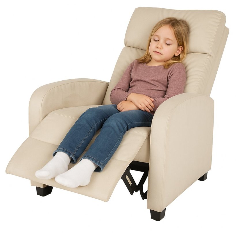 Bež žametni naslanjajoči fotelj