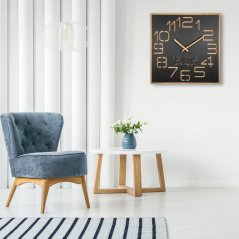 Design stenska ura v luksuzni kombinaciji lesa in črne barve 60 cm