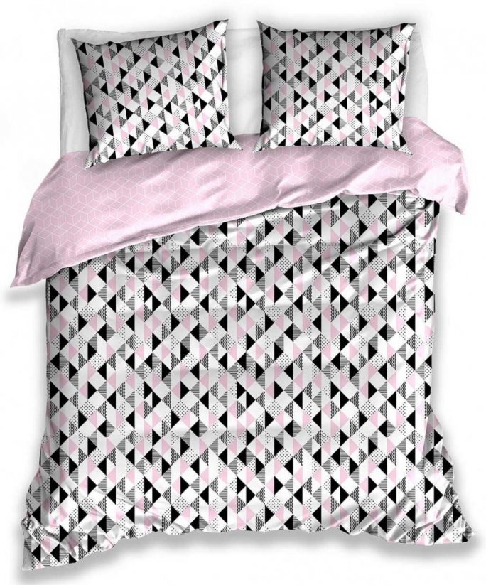 Bavlnené vzorované posteľné obliečky ružovej farby