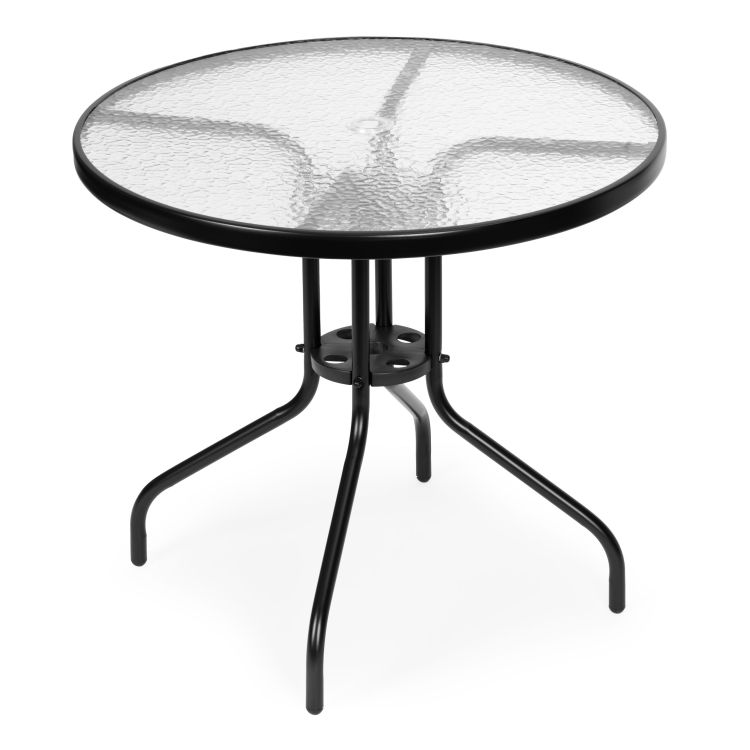 Okrúhly záhradný stôl 80 cm sklenený