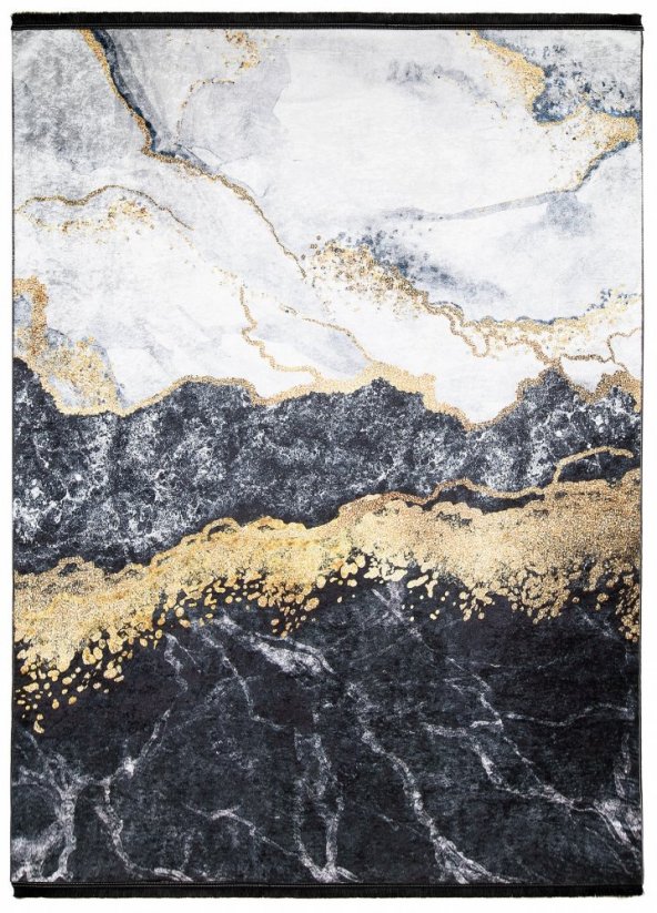 Černý módní koberec s abstraktním vzorem - Rozměr koberce: Šířka: 160 cm | Délka: 230 cm