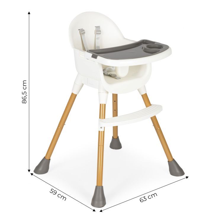 Detská jedálenská stolička na kŕmenie v bielej farbe