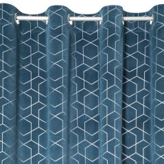 Draperii decorative albastre, cu agățare pe inele metalice 135 x 250 cm