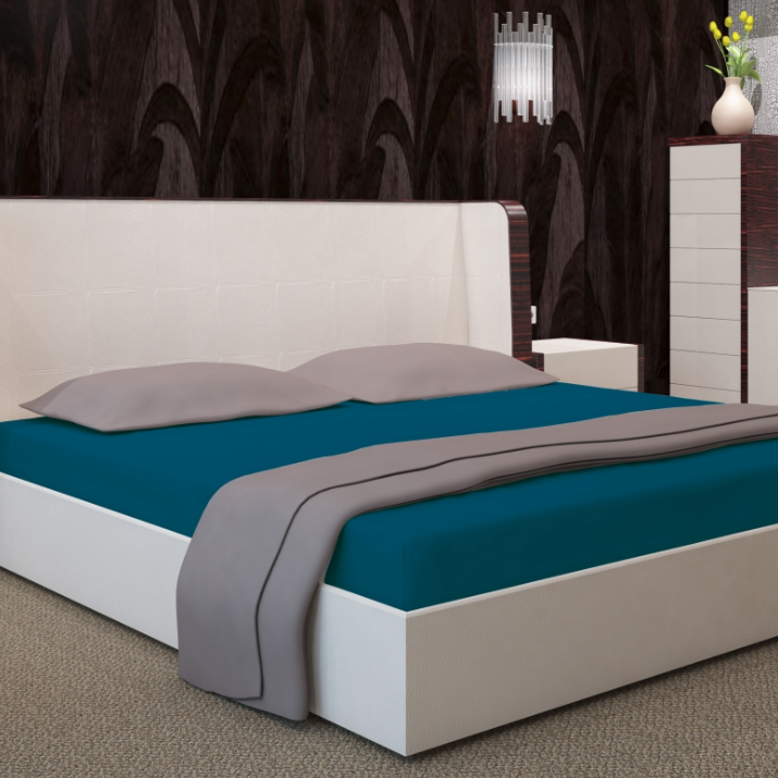 Petrol lepedő rugalmas pánttal - pamut szatén