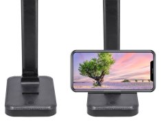 Lampă de masă LED cu braț reglabil și suport pentru telefon