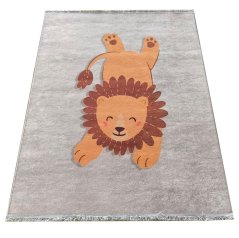 Preproga za otroško sobo - siva z levom