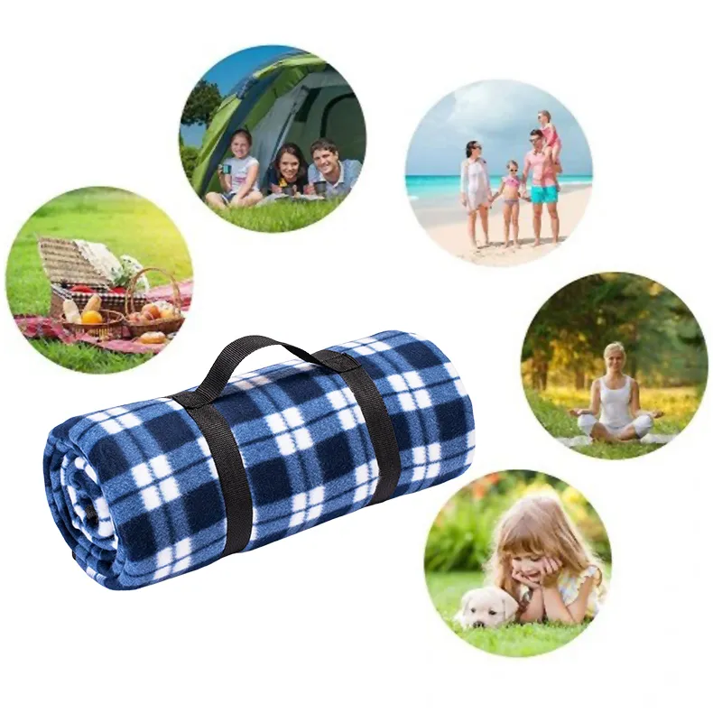 Pikniková deka károvaná modrá