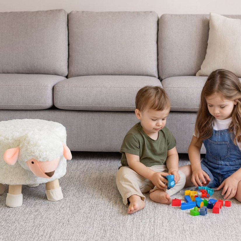 Kinderhocker mit Schafmotiv