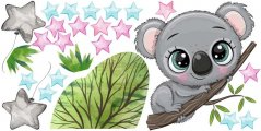 Стикер за стена за деца сладка коала в звезди