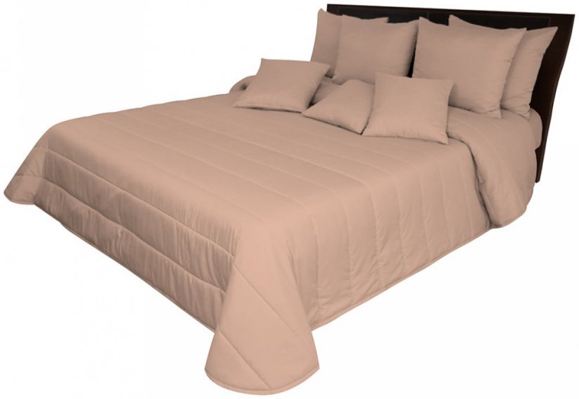 Cuvertură de pat matlasată de o culoare, maro-roz