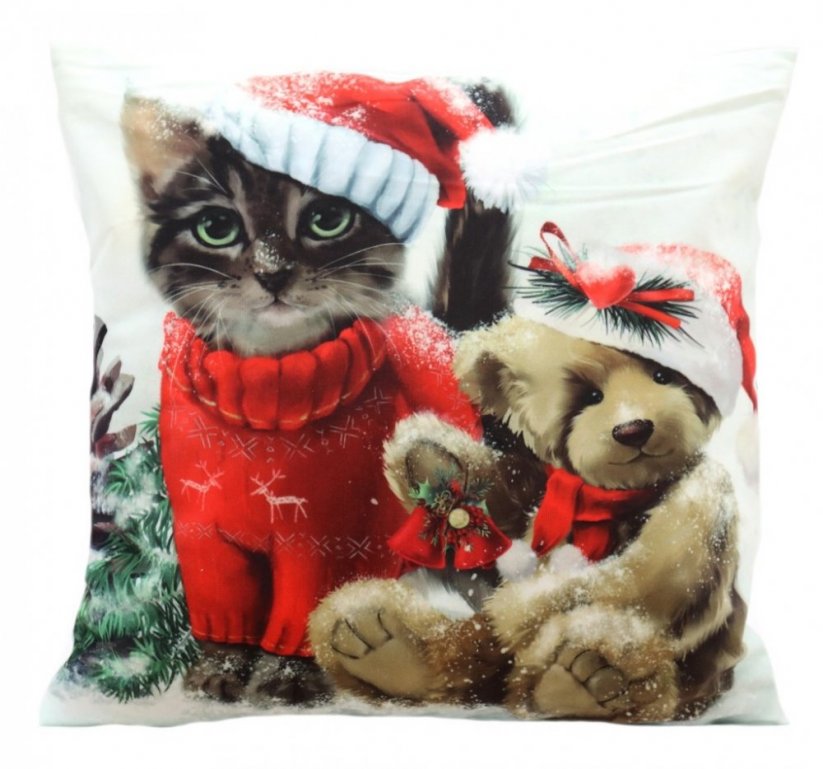 Povlak na polštář s vánočním motivem koťata