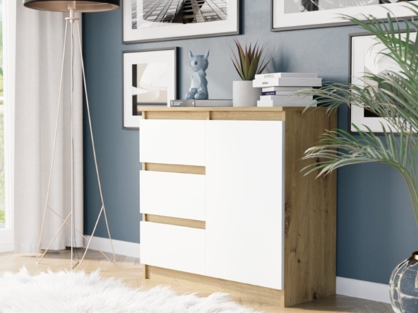 Komoda R-80-S3 se zásuvkami 80 cm - různé barevné varianty - Barva produktu: antracit mix bílá