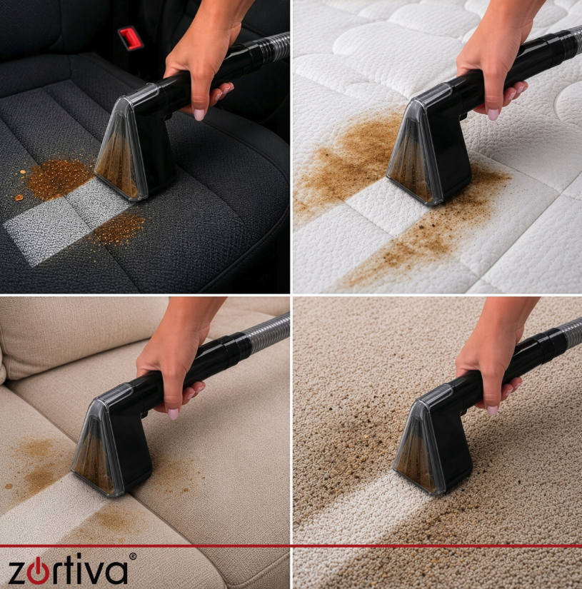 Extrakciós kárpittisztító – kárpittisztító gép kanapékhoz, szőnyegekhez és autóülésekhez VacTrim Zortiva 800 W, 17 000 Pa