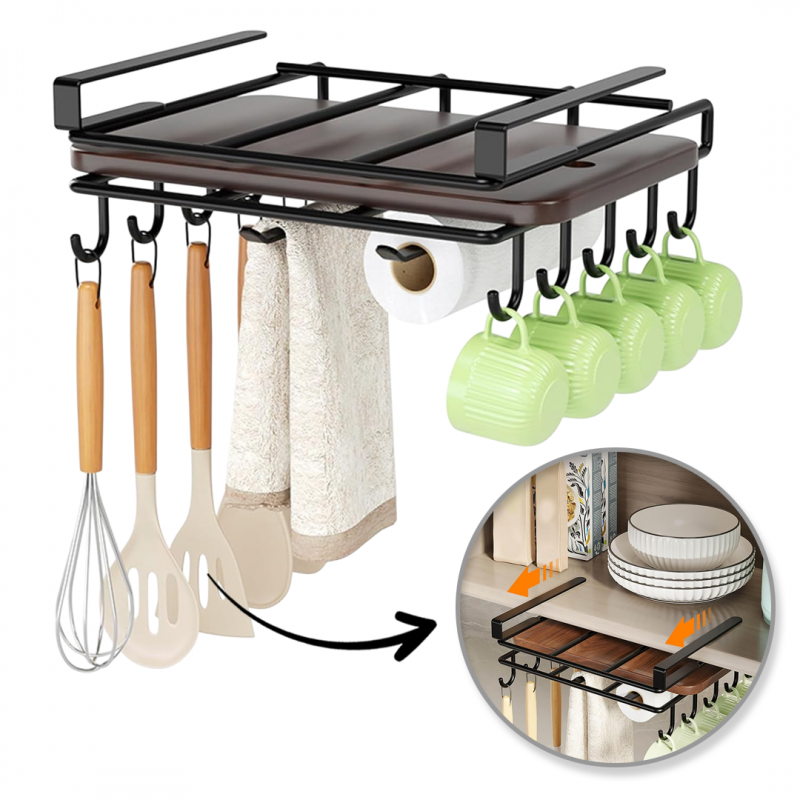 Függő fém polc - konyhai rendszerező fekete