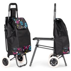 Összecsukható bevásárlókocsi székkel 30 l