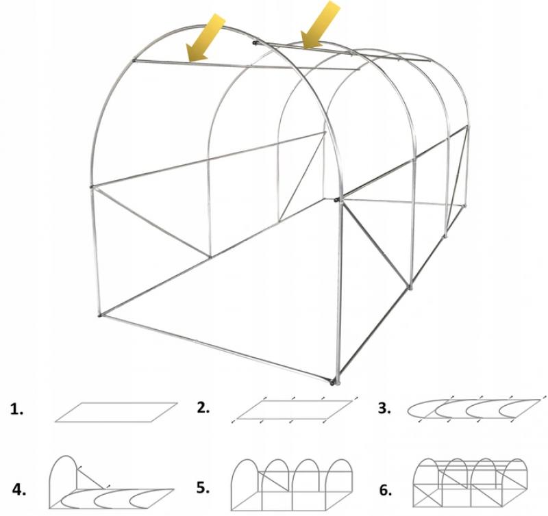 Structură de înlocuire pentru cutia de folie cu trei segmente 2 m x 3,5 m 