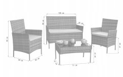 Elegante Gartenmöbelgarnitur aus Rattan mit Tisch in Braun