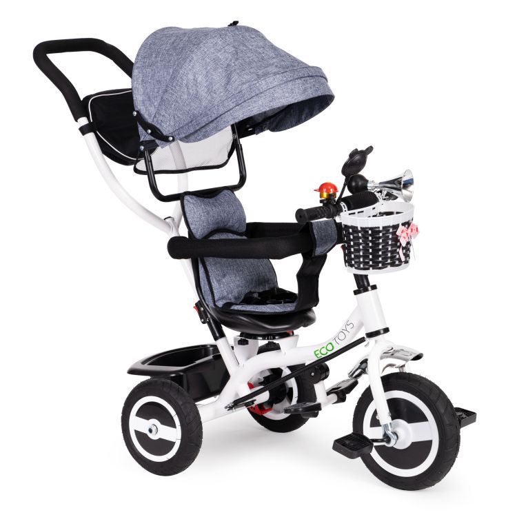 Tricikel, otroški voziček siva ECOTOYS