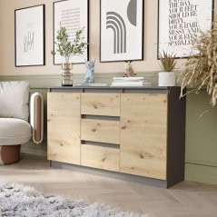 Comoda R-120-S3 cu 3 sertare și o ușă – diverse opțiuni de culoare