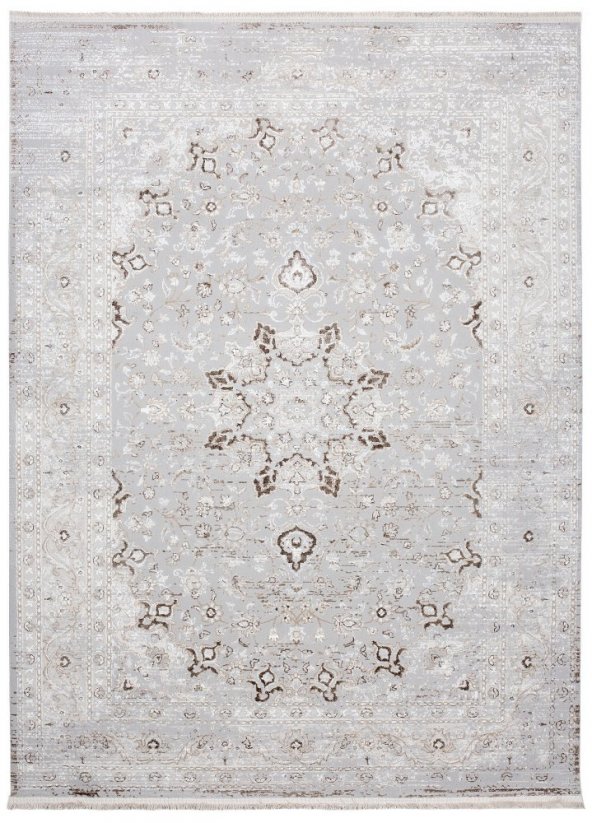 Heller weiß-grauer Vintage-Design-Teppich mit Mustern