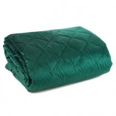 Покривка за легло от лъскаво кадифе в тъмнозелен цвят