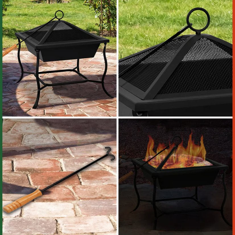 Vatră de foc din oțel pentru grădină 45 × 45 cm