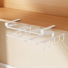 Raft metalic suspendat - organizator de bucătărie alb