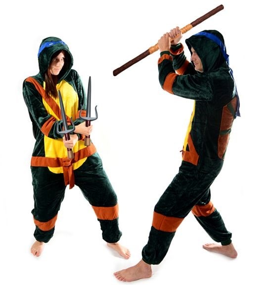 Moderní kigurumi overal zelené barvy s motivem NINJA velikost M