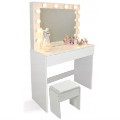 Stilvoller Friseur-/Kosmetiktisch mit LED-Beleuchtung und Hocker