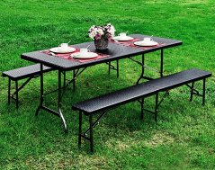 Tavolo da catering 180 cm + 2 panche - RATAN Tavolo da catering 180 cm + 2 panche - RATAN