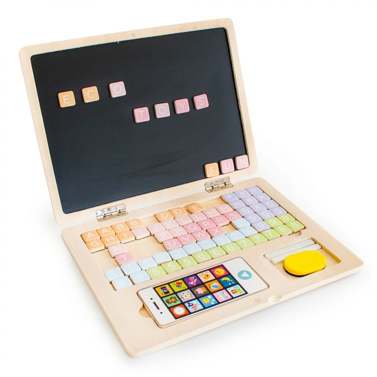Dřevěná notebooková edukační magnetická tabule