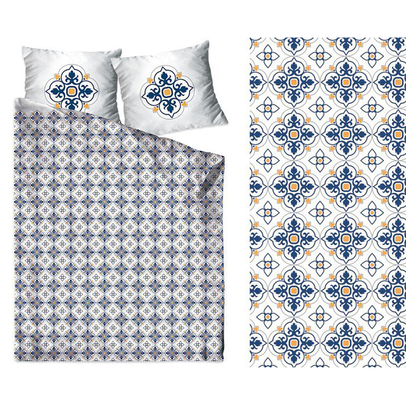 Bílé vzorované ložní povlečení z bavlněného saténu