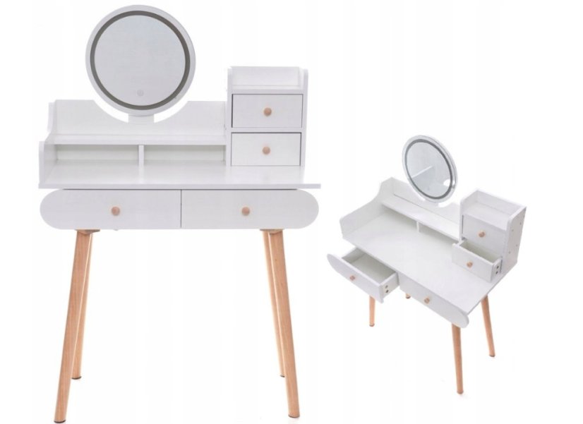 Elegantný toaletný stolík s LED svetlom v škandinávskom dizajne