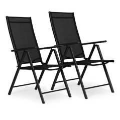 Set aus 2 klappbaren Gartenstühlen mit verstellbarer Rückenlehne - schwarz