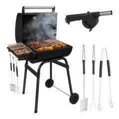 Großer Holzkohle-BBQ-Grill mit Deckel und Thermometer