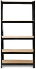 Scaffale metallico stabile nero con 5 ripiani 205 x 120 x 45 cm