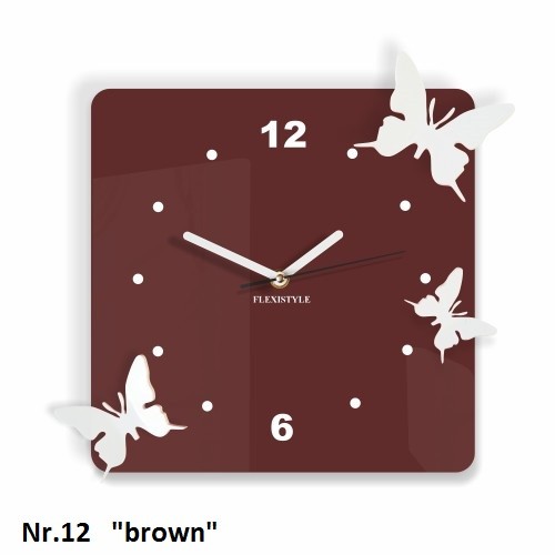 Červené nástenné hodiny 3D motýliky