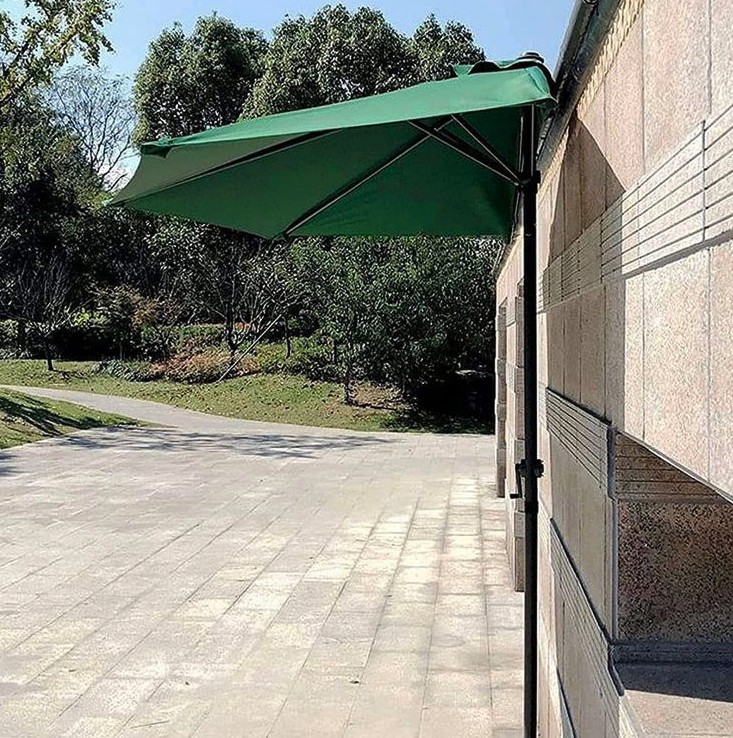 Umbrelă pentru soare de grădină semicirculară verde închis