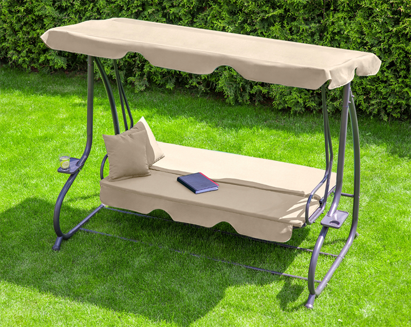 Záhradná polohovateľná hojdačka béžovej farby