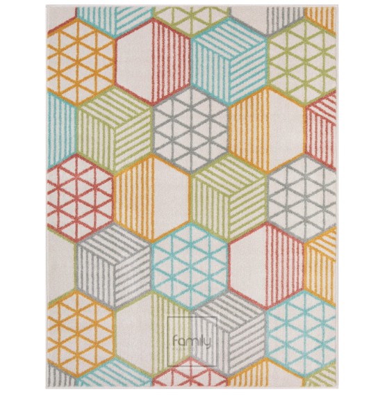 Színes szőnyeg geometrikus mintákkal